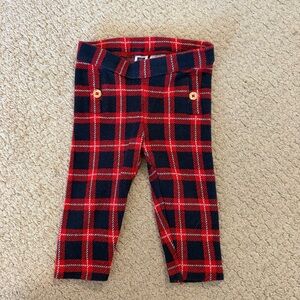 Janie and Jack Blue and Red Plaid Leggings 6-12 Months